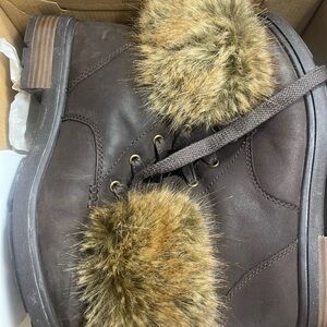 UGG Harrison Lace Tipped Boots with Fur Trim